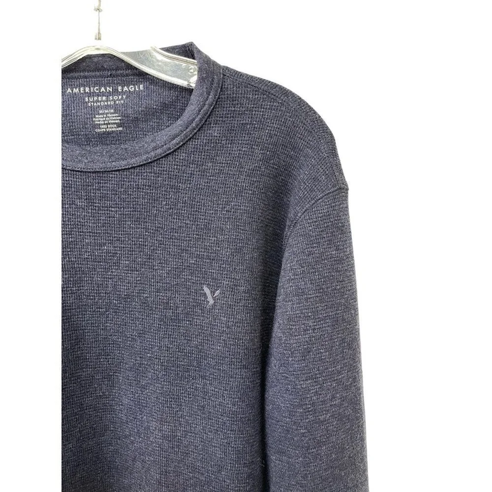 American Eagle Outfitters Navy Long Sleeve Super Soft Waffle Knit Shirt M
